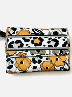 Vera Bradley Euro Wallet Go Wild Floral Animal Print Zip Around Wallet